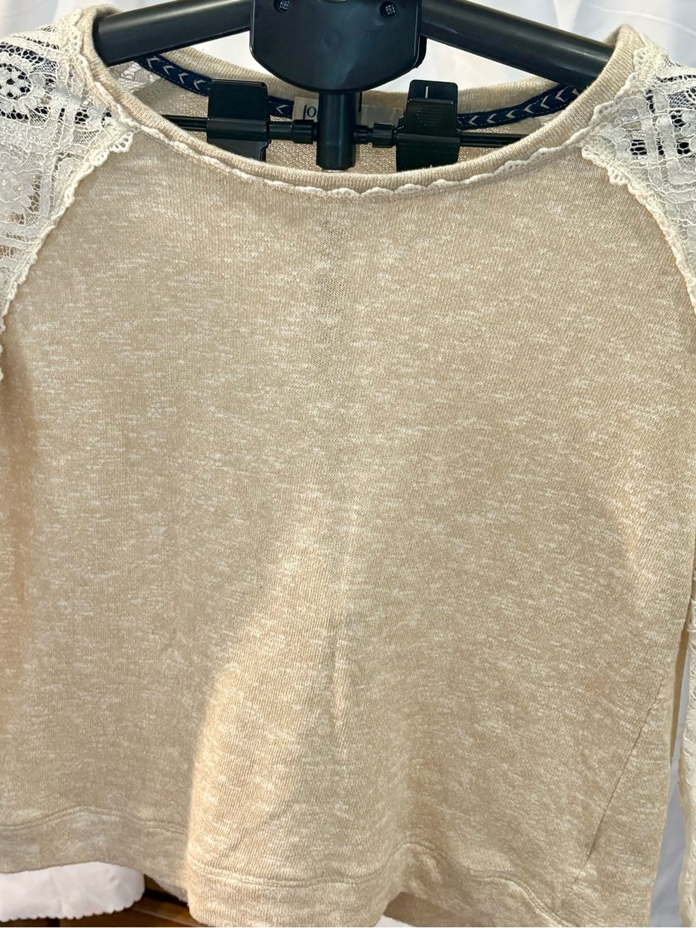 Jolt Cream Lace-Shoulder Sweatshirt